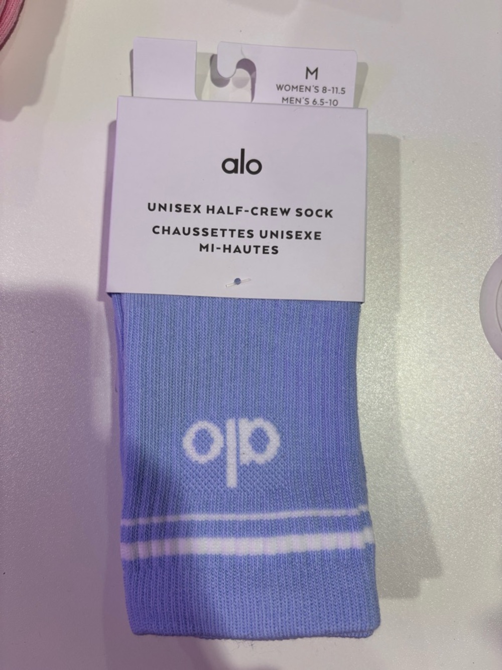 ALO UNISEX HALF CREW SOLD OUT SEASHELL BLUE SOCK
